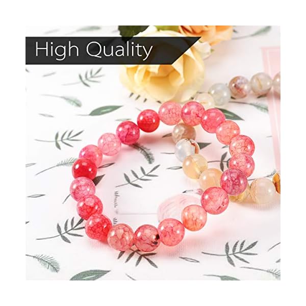 6 Pcs Lava Stone Bead Bracelet, Natural Gemstone Stretchy Bracelets- Aromatherapy Essential Oil Diffuser Healing Chakras Agate Crystal Elastic Lucky Bracelets Gifts for Women Girls