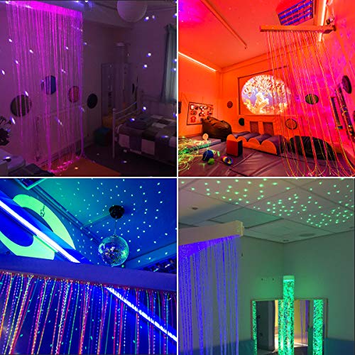 Amki 16W Twinkle Fiber Optic Sensory Lights, Waterfall Curtain Lighting With App/Remote Control Rgbw Flash Point Sparkle Sound Activated For Home Decor With Fiber Optical Cables 300Pcs 1.0Mm 9.8Ft #TOP6