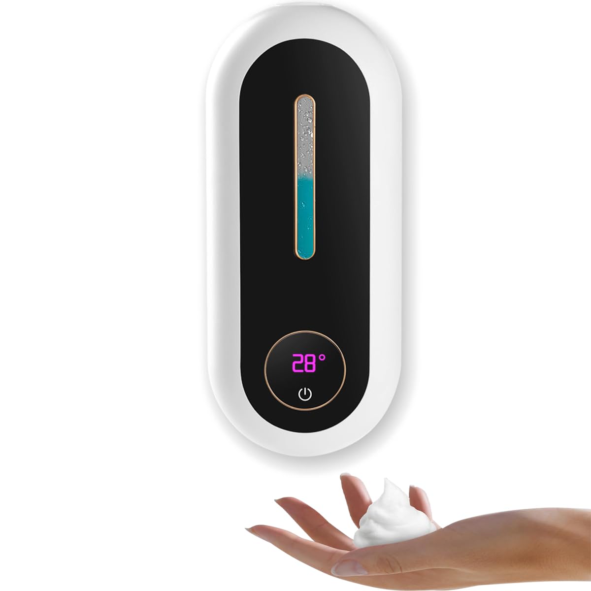 Gluckluz Automatic Soap Dispenser Touchless Auto Hand Sanitizer Wall Mounted Rechargeable Dish Foaming Soap Pump with Infrared Sensor & 3 Gears for Kitchen Bathroom