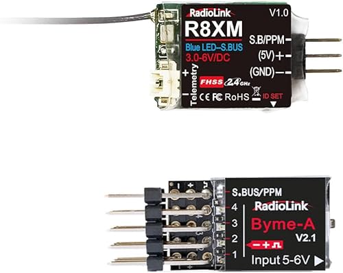 Radiolink Byme-A V2.1 y R8XM Controlador de vuelo RC Estabilizador de avión con giroscopio y receptor RC SBUS/PPM Telemetría de voltaje Control de