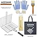 AIZOAM Grill Basket - Grill Baskets for Outdoor Grill, Stainless Steel Large Grilling Basket w Removable Handle, Portable Fish Grilling Rack for Grill Ideal Meat Fish Vegetables Grilling Accessories