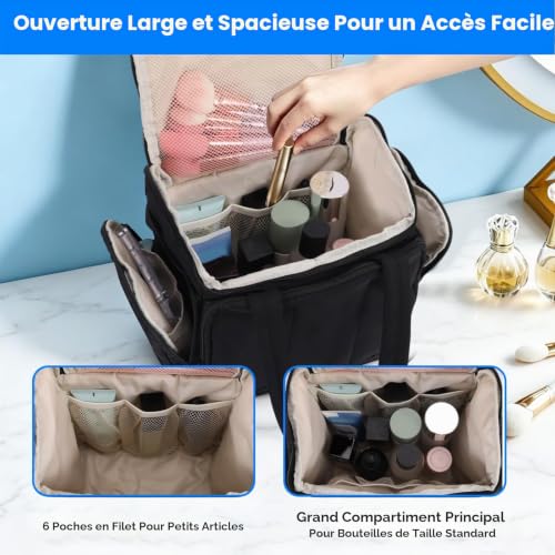 Trousse de Toilette Femme Voyage, Sac de Rangement Maquillage Imperméable avec Poignée, Grande Capacité, Trousse Multi-Poches pour Articles Toilette et Accessoires – Image 6