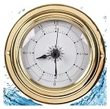 DXYOYONGOZ Wetterstation analog, Analoge Wetterstation, Uhr, Messinggehäuse 3,8 Zoll...