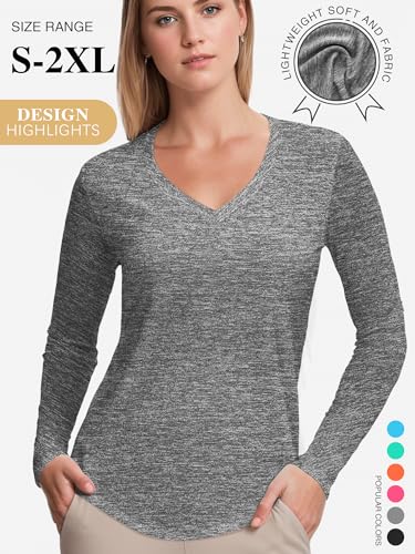 3-5 Pack Women Long Sleeve Shirts Workout V Neck Lightweight Quick Dry Sun Loose Fit T Shirts Athletic Running Tee Tops2