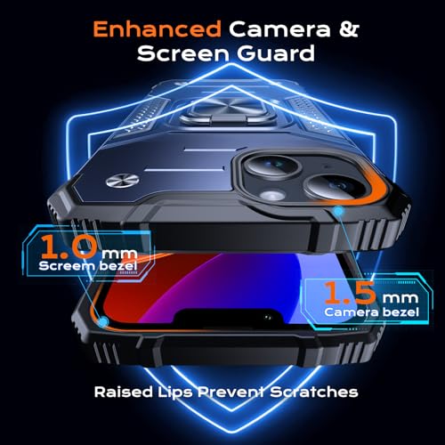 Image of Anqrp Heavy Duty Case for iPhone 13 /14 Case with Enhanced Ring Holder Grip Stand, Military Grade Shockproof Rugged Drop Protective Silicone Hard Slim iPhone 13 /14 Phone Case Cover,Vivid Blue