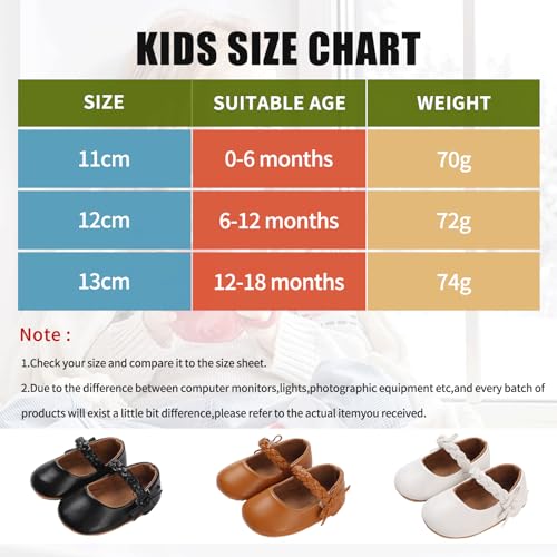 Image of Baby Girl Mary Jane Flats Dress Shoes - Infant Newborn Shoes Anti-Slip Soft PU Leather Party School Wedding Princess Baby Girl Shoes 0-18M