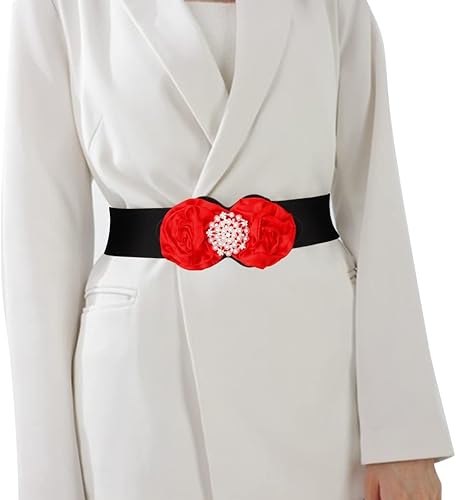 Miniatura 4 de Cinturón elástico ancho de flores para mujer, cintura elástica de perlas blancas, cintura elástica, accesorios de joyería para niñas