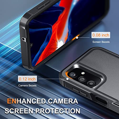Image of for Samsung Galaxy A14 5G Case with 1 Pcs Tempered Glass Screen Protector and 1 Pcs Camera Lens Cover,Heavy Duty Rugged Shockproof Full Body Protective Phone Cover,Black Matte
