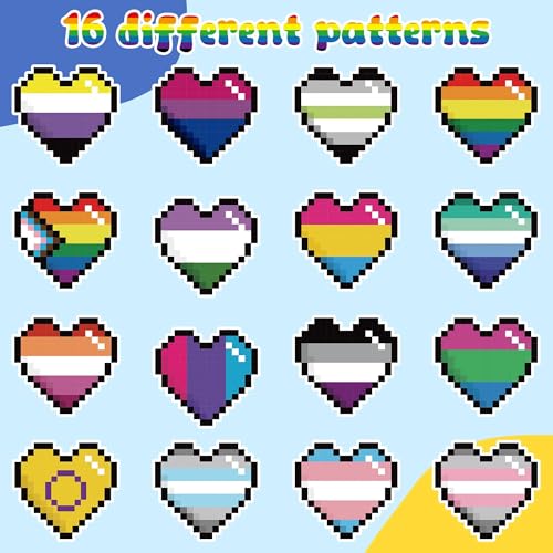 Image of LGBTQ+ Pride Month Sticker - 1000 Pcs LGBTQ Pride Month Heart-Shaped Waterproof Vinyl Reusable Laptop Stickers Coloring Book Scrapbook Water Bottle Page Activity Pad Party Favors Skateboard