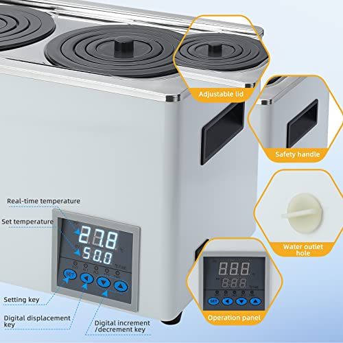 Faruijie Lab Water Bath - 6L Digital Thermostatic Water Lab Bath 2 Holes Lab Hot Bath 600W #TOP2