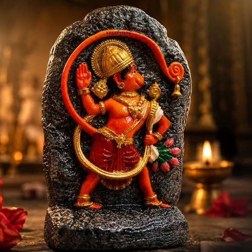 Image of Hampi Kesari Nandan Hanuman Idol for Home Temple | Polyresin Lord Hanuman Murti for Pooja Room, Office Desk & Home Decor
