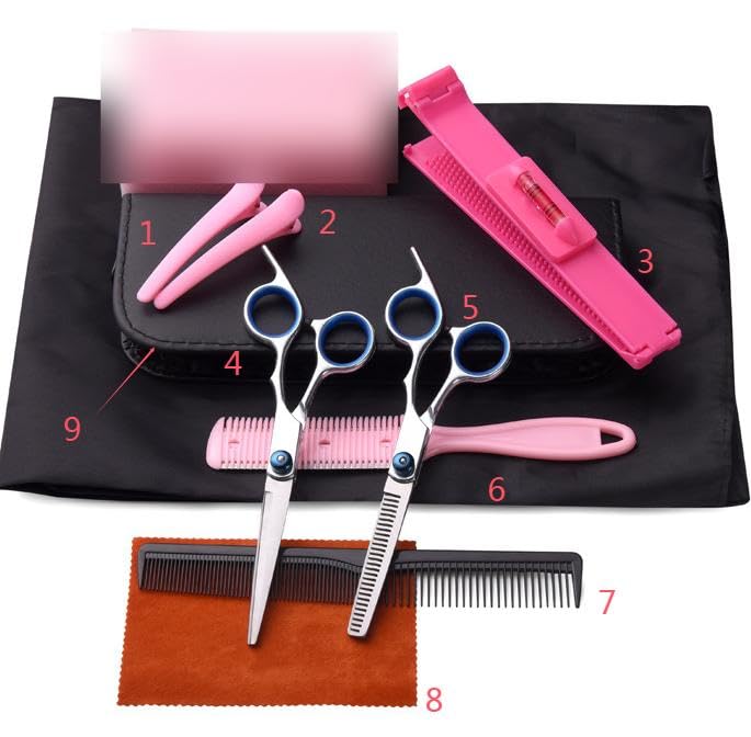 Jortmrd 9 en 1 kit 6,7' Tijeras Peluqueria Profesional con Capa de Barbero y Peine de Maquinilla de Afeitar Clips Set de Corte de PeloProfesional Mejorado para Hombre Y Mujer Niño Canina Casa