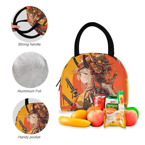 Backpack Lunch Box Set Large Capacity Travel Backpacks and Insulated Lunch Bag for Commute Hiking Picnic Anime Warrior Print4