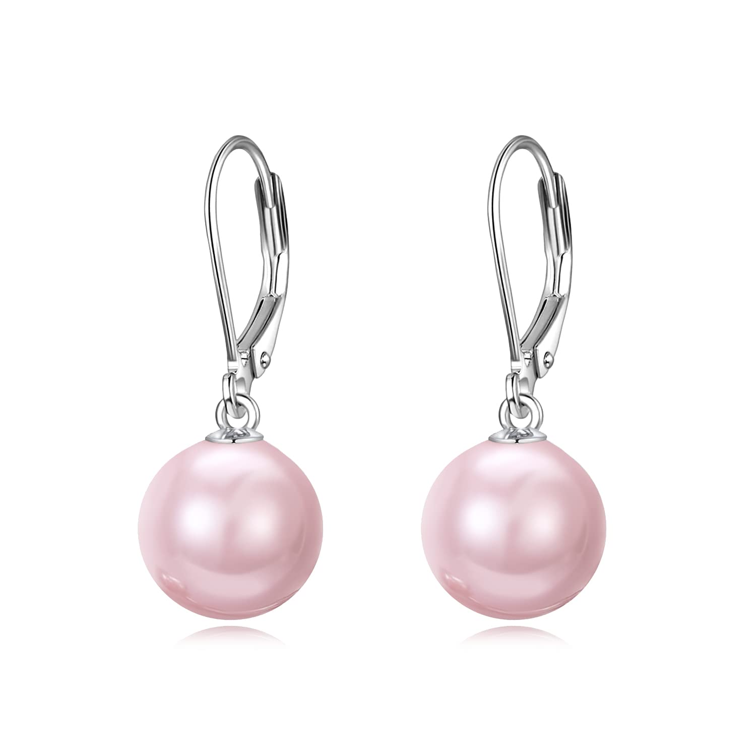 925 Sterling Silver Pearl Leverback Earrings