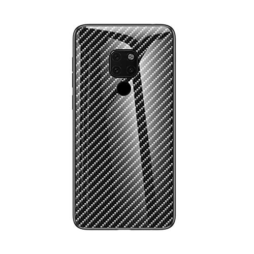 MadBee for Huawei Mate 20X Case [with Screen Protector],9H Tempered Glass Back Cover [Fiber Pattern Design]+ Soft TPU Silicone Bumper [Shock Absorption] Fully Protective Case (Black)