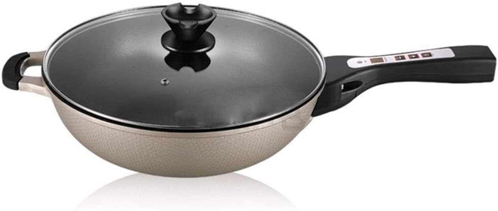 MDEOH Multi-function Electric Wok Household Plug-in Electric Wok Rice Cooker Non-stick Pot Cooking Integrated 6L, 1800 Watts, Champagne Gold