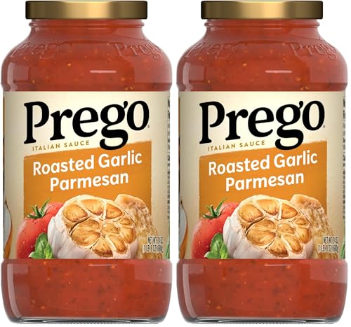 Prego Pasta Sauce, Italian Tomato Sauce with Roasted Garlic & Parmesan Cheese, 24 oz Jar (Pack of 2)