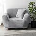 NAKIHOUSE Dicke Samt Sofa Überwürfe Sofabezug mit einem Kissenbezug, Superweicher Elastische Sofa Abdeckung in Silber Grau Farbe für 1/2/3/4 Sitzer（L-förmiges Ecksofa erfordert Zwei）
