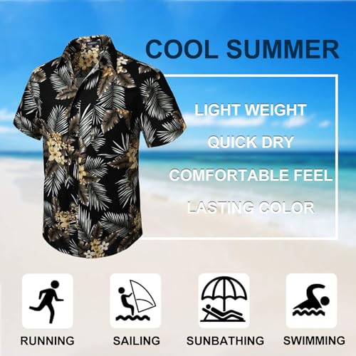 Image of Men's Hawaiian Shirts Short Sleeve Aloha Shirt for Men Casual Button Down Tropical Hawaii Floral Shirt Summer BeachParty