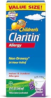 Claritin Children's 24 Hour Allergy Medicine for Kids, Non-Drowsy Allergy Relief, Loratadine Antihistamine, Grape Flavored Syrup, 8 oz