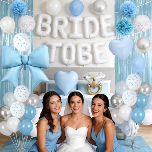 Image of Blue Bachelorette Party Decorations,White Bride To Be Bridal Shower Balloon