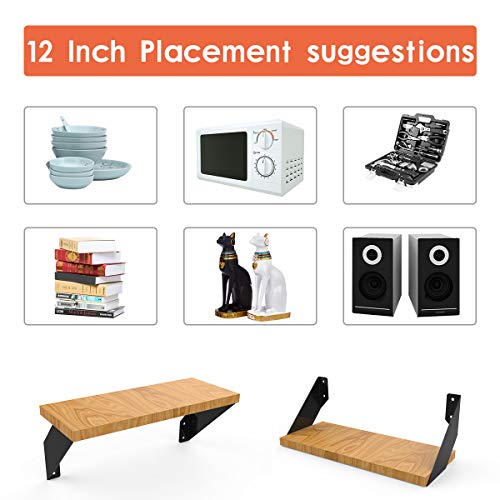 Angle Shelf Brackets 12 Inch Heavy Duty Mental Shelf Holders, Anti-Rust, Floating Shelves Support Decorative Shelf Brackets For 12-14 Inch Board(4-Pack Hardware Only) #TOP4