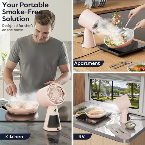 Image of CIARRA Portable Range Hood, Desktop Range Hood with 2 Speed Exhaust Fan, Detachable Aluminum Filter, Large Oil Collection Cup, Portable Kitchen Exhaust Fan for Indoor BBQ, Hot Pot