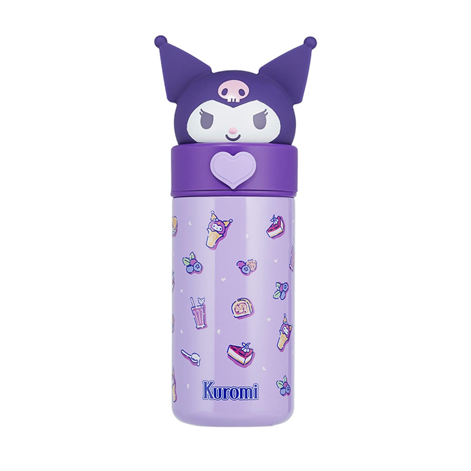 360ML/12.2oz Kawaii Water Bottle, Kuromi Thermos Water Bottle, Cute Insulated Water Bottle, Stainless Steel Water Cup for Hiking, Camping, Traveling, Office, School, Car, Girls