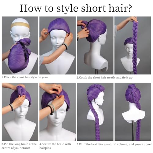 ELETON Demon Costume Halloween Cosplay Costume Long Straight Hair Accessory for Girl Women (Purple - Rumi)2