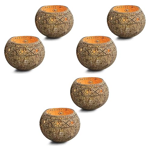 Niniang 3X Vela Cuenco de cáscara de nuez, candelabros, candelabros de cáscara de nuez hecho a mano para portavelas pilares, cuenco de almacenamiento