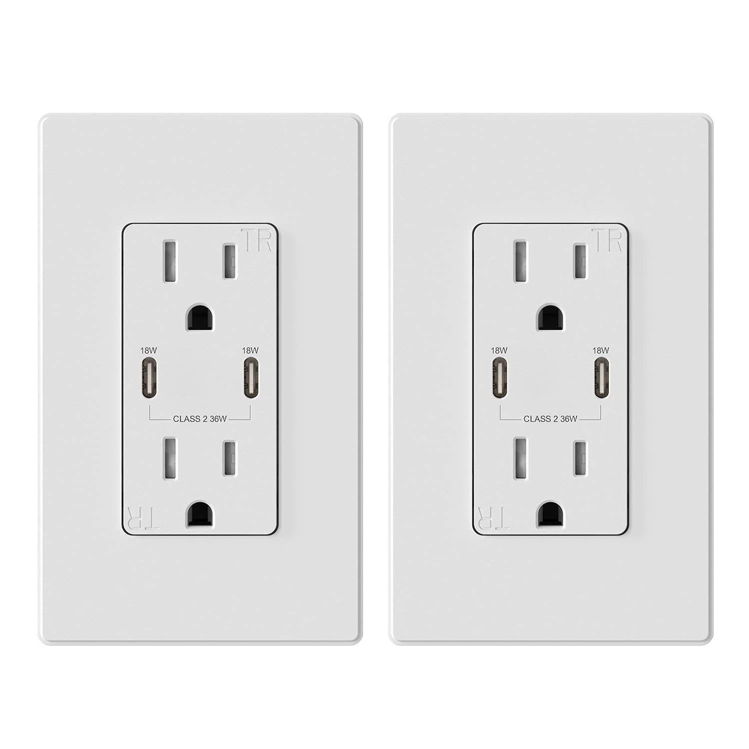 Toma de pared de 20 A resistente a manipulaciones que añade carga rápida USB tipo C