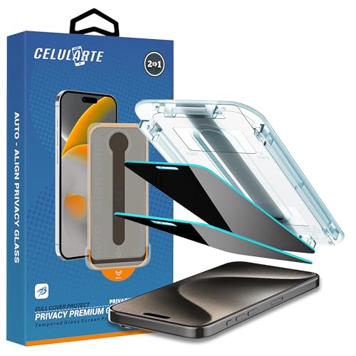 El Mejor Listado de Privacidad y pantallas de protección Top 10. 49 CELULARTE Protector de Pantalla Privacidad Compatible con iPhone Serie 17 – Pack de 2 Micas Anti-Espia de Cristal Templado Premium con Kit de alineación automática, Protección...
