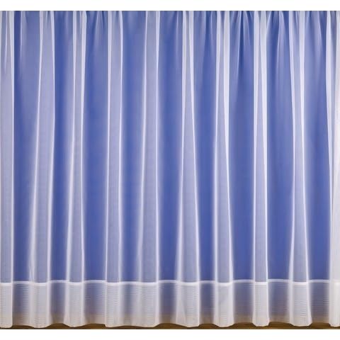Jayne. Plain envelope hemmed voile net curtain. 108 inch Extra Long Drop. Finished in White. Sold by the Metre Cover