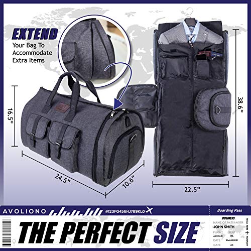 AVOLIONO Travel Bag Garment Bag Expandable Weekender Bag Wheeled Duffle Bag Convertible Hanging Suit Case Suit Bag for Men and Women