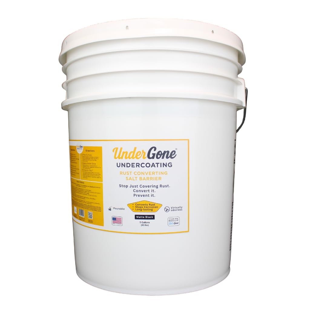 Under Gone™ Rust Converting Undercoating, Calcium Sulfonate Formula, Salt &amp; Brine Barrier Protection For Vehicles, Trucks, SUVs, Trailers, Color: Matte Black (5 Gallon Pail)