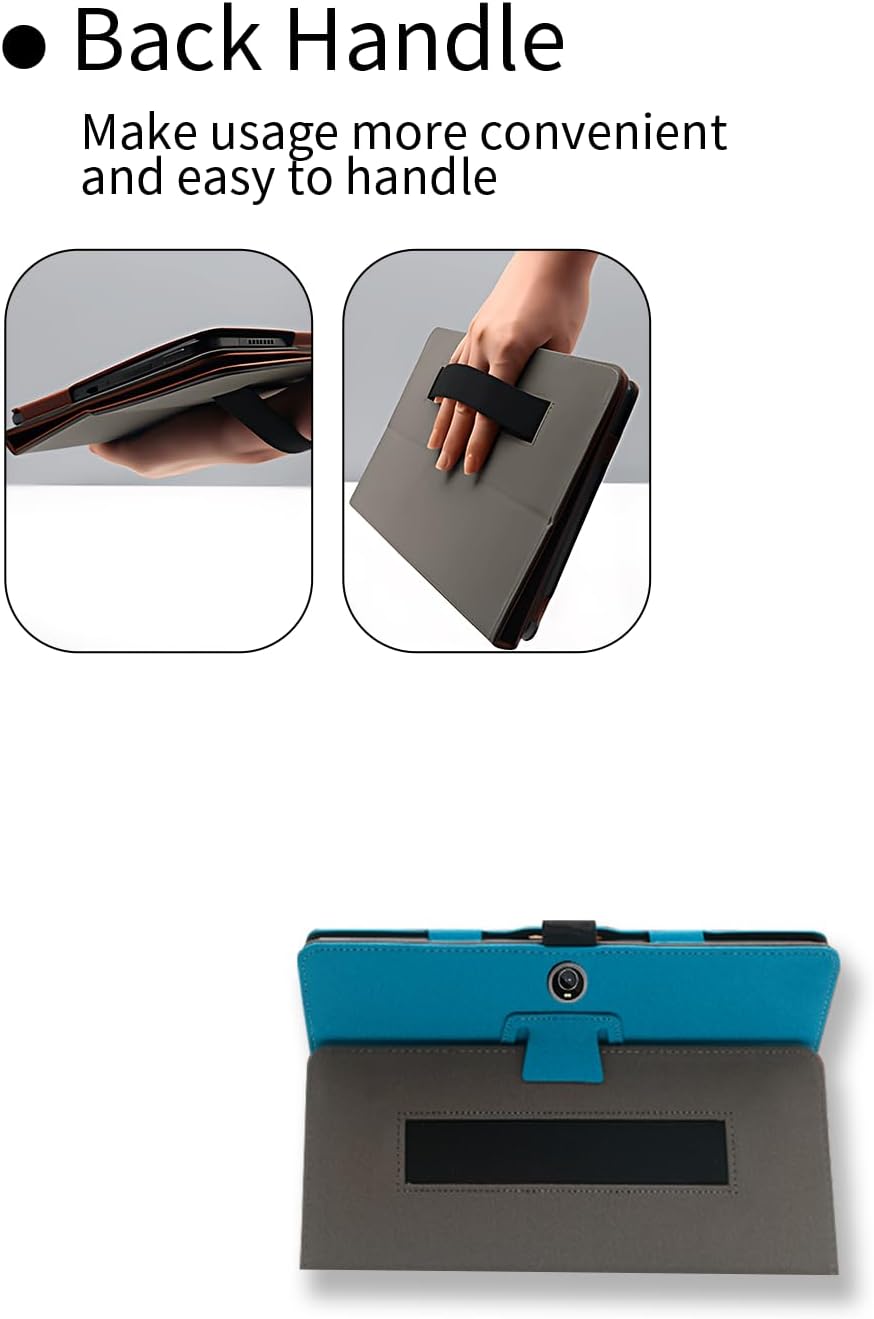 Case for TUOHAITIME C5 Android 14 Tablet 11 Inch 2024 Upgraded Version，Premium Leather Business Folio Stand Cover with Hand Strap for Tablet,Light Blue.