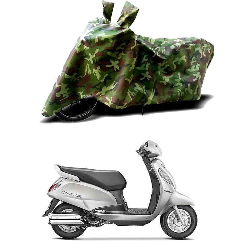 Image of 100% Water Resistant Bike Scooty Two Wheeler Body Cover Compatible for Suzuki Access 125 Old /UV-Rays /Heat Protection /Birds Dropping /Scratchproof /Dust Proof /Waterproof /All Varient[Green MJ]