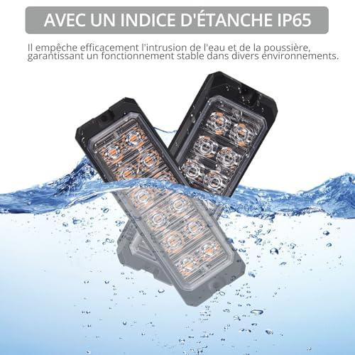 Lampe stroboscopique 12LEDs Justech 12/24V avec boîtier pour remorque et van