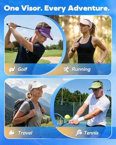Image of Sport Sun Visor Hat for Women Men - Lightweight Stretchy Polyester Spandex Quick Dry Sweatband Wrinkle Resistant