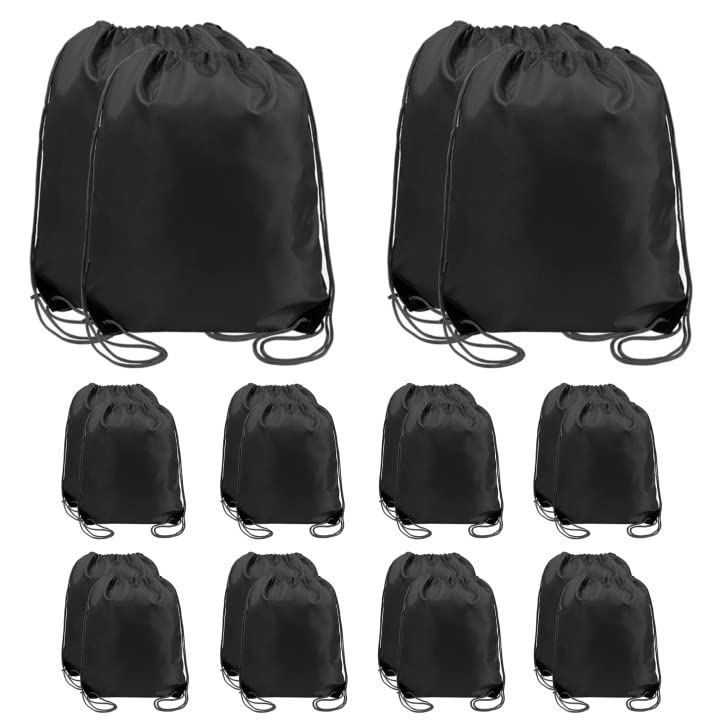 BeeGreenBlack Drawstring Backpack Bulk 20 Pack, Christmas String Backpack for Gym Sport Trip,Cinch Sack with String, DIY Drawstring Bags for Women and Men