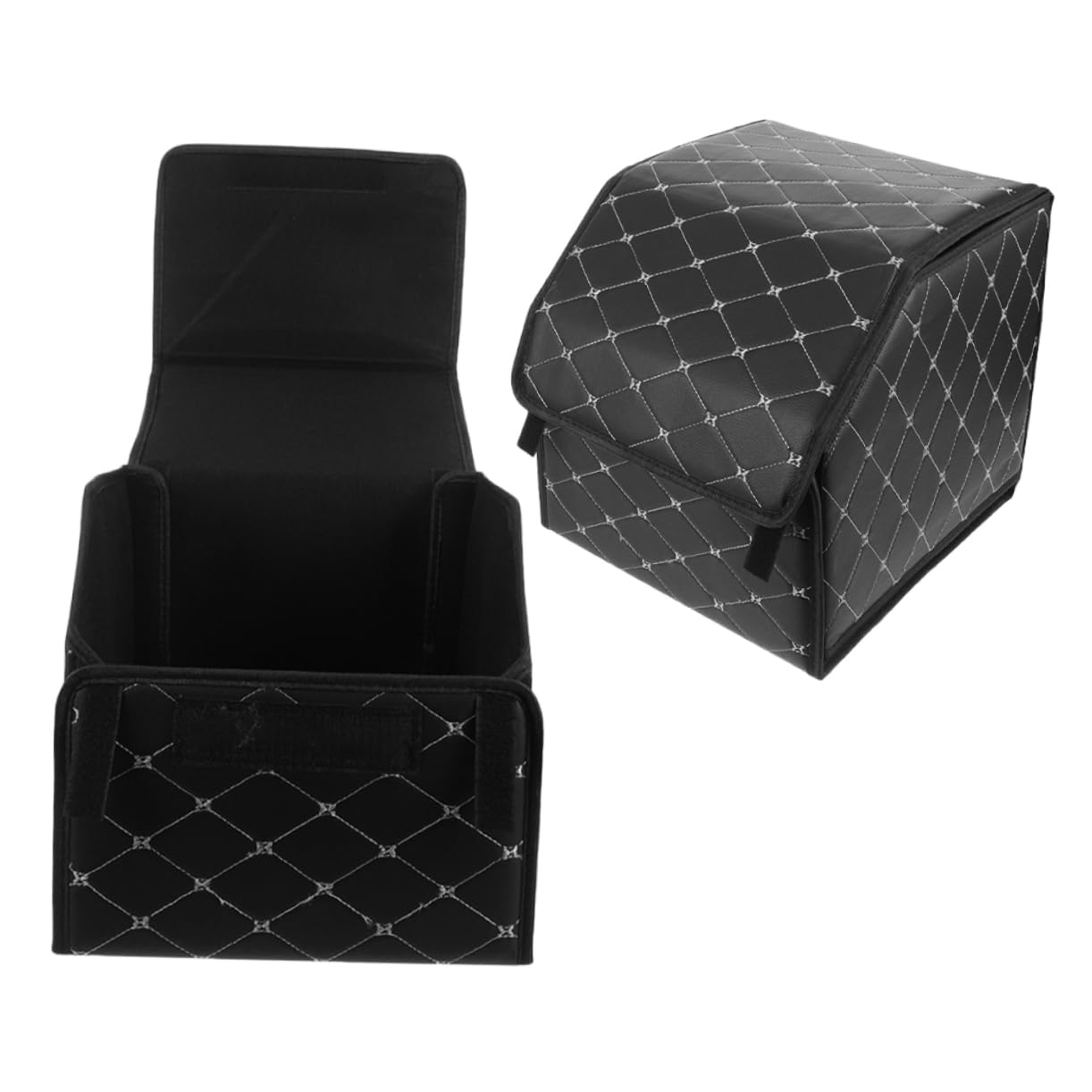 Organizer Baule Auto Pieghevole 2 Pezzi in Pu Nero | Box Salvaspazio, Pulizia Semplice e Rapido Inserimento, per Viaggi e Uso in Auto, 2pezzi