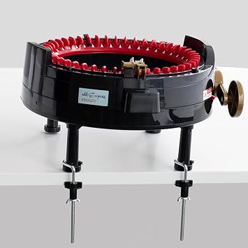 Addi Express King Size Knitting Machine, 46 Needle Round Loom with Row Counter and Hand Crank, Black, 17.7 Inch Flat Panel Width