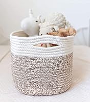 OrganiHaus Aufbewahrungskorb Rechteckig Geflochten, Körbe Aufbewahrung Wohnzimmer, Kinderzimmer, Badezimmer, Deko Korb, Faltbar mit Griffen für Decken & Spielzeug – Braun & Cremeweiß, 37x25x22,5 cm – Ansicht 7