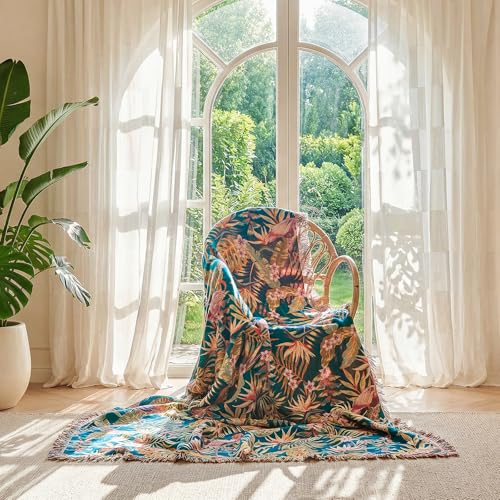 Image of LUTBM Boho Throw Blanket for Bed 60 inchx80 inch, All Season Cotton Couch Blankets