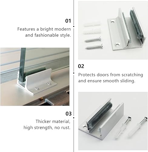 Miniatura 7 de DOITOOL Estabilizador de puerta deslizante de vidrio 2 piezas con diseño único de rodamientos para un funcionamiento suave y bloqueo seguro, guía de