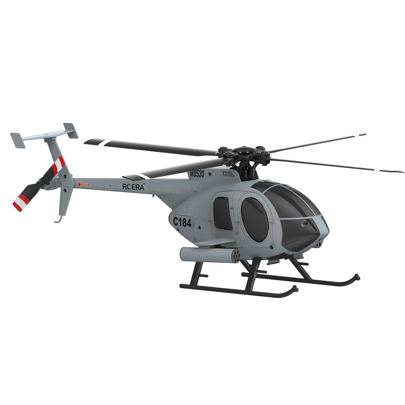 RC-ERA C184 MD500 RC Hubschrauber, 4-Kanal-Einpropeller, 6-Achsen-Gyrostabilisierter Ferngesteuerter Helikopter Mit Optischem Fluss Und Verbessertem Für Erwachsene – Grau / 2 Akku