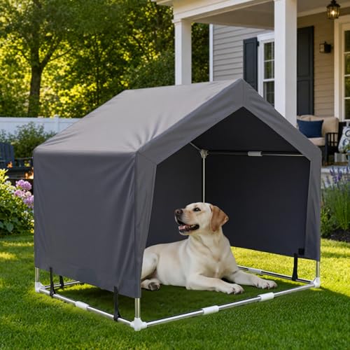 Outdoor Dog House Tent Stainless Steel Frame Dog Shade Shelter with Memory-Like Fabric Waterproof Sunshade for Dogs Cats and Other Animals Outdoor Use for Large Dog