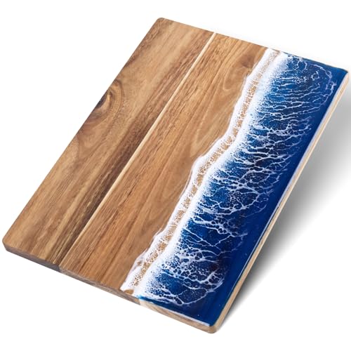Tabla de cortar rectangular de resina y madera 38 cm miniatura 1