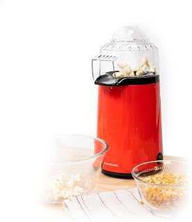 InnovaGoods® Palomitera, Maquina de palomitas funciona con aire, cocina rápida sin grasas (2-3 min), temperatura aprox 200 ºC +/- 20 ºC. Incluye tapa multiuso, recipiente medidor.