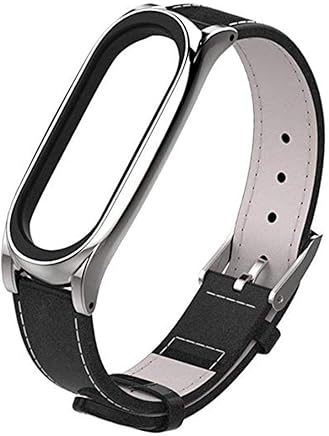 Boburyl Reemplazo para Xiaomi MiBand 3 Mu?equera Ajustable de la aleaci?n del Reloj del Cuero de la Correa de Banda para la mu?eca